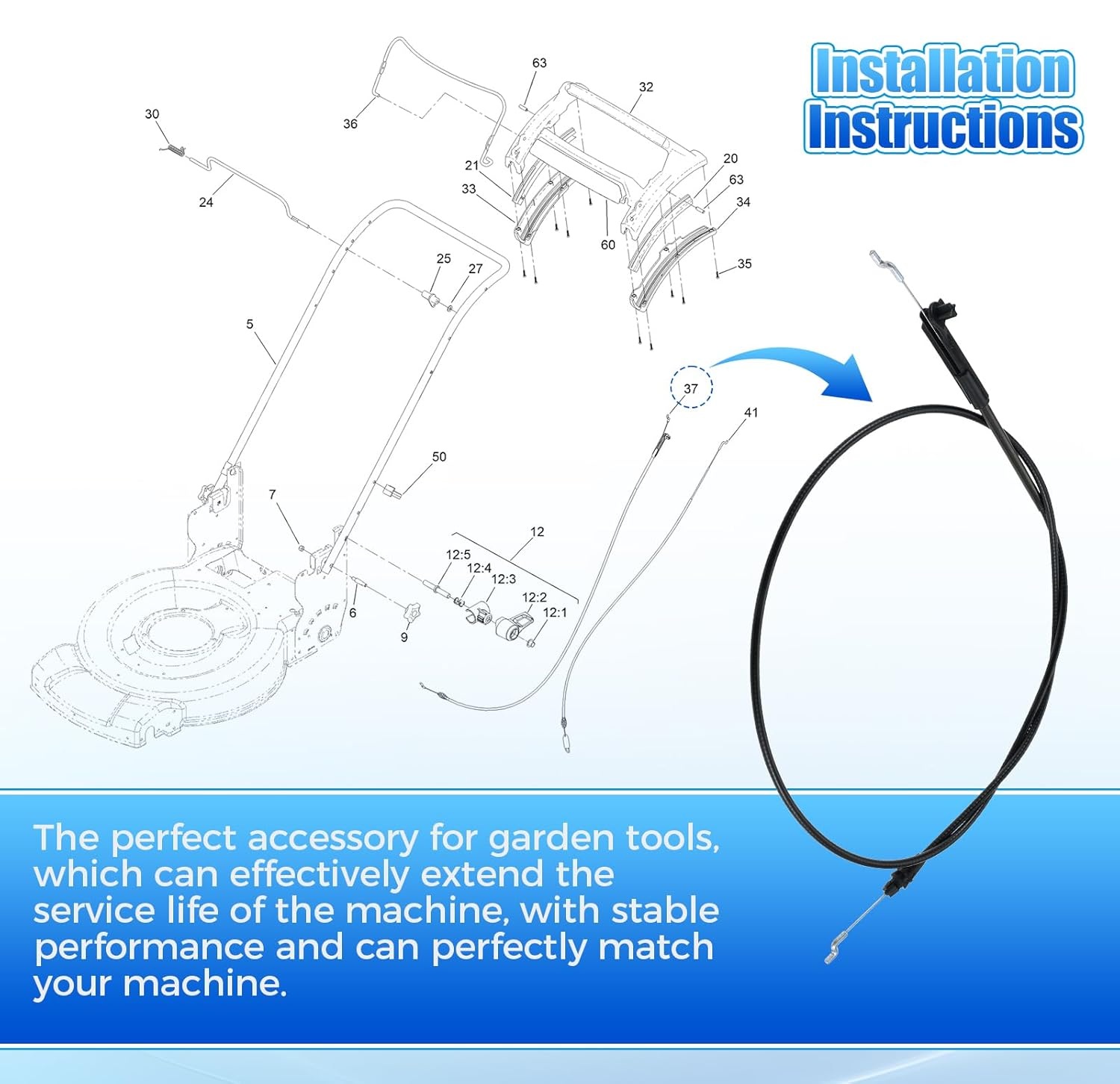 139-6594 Kabel Rem PP B&S untu - Gardening Tools B&M ulasan dan harga